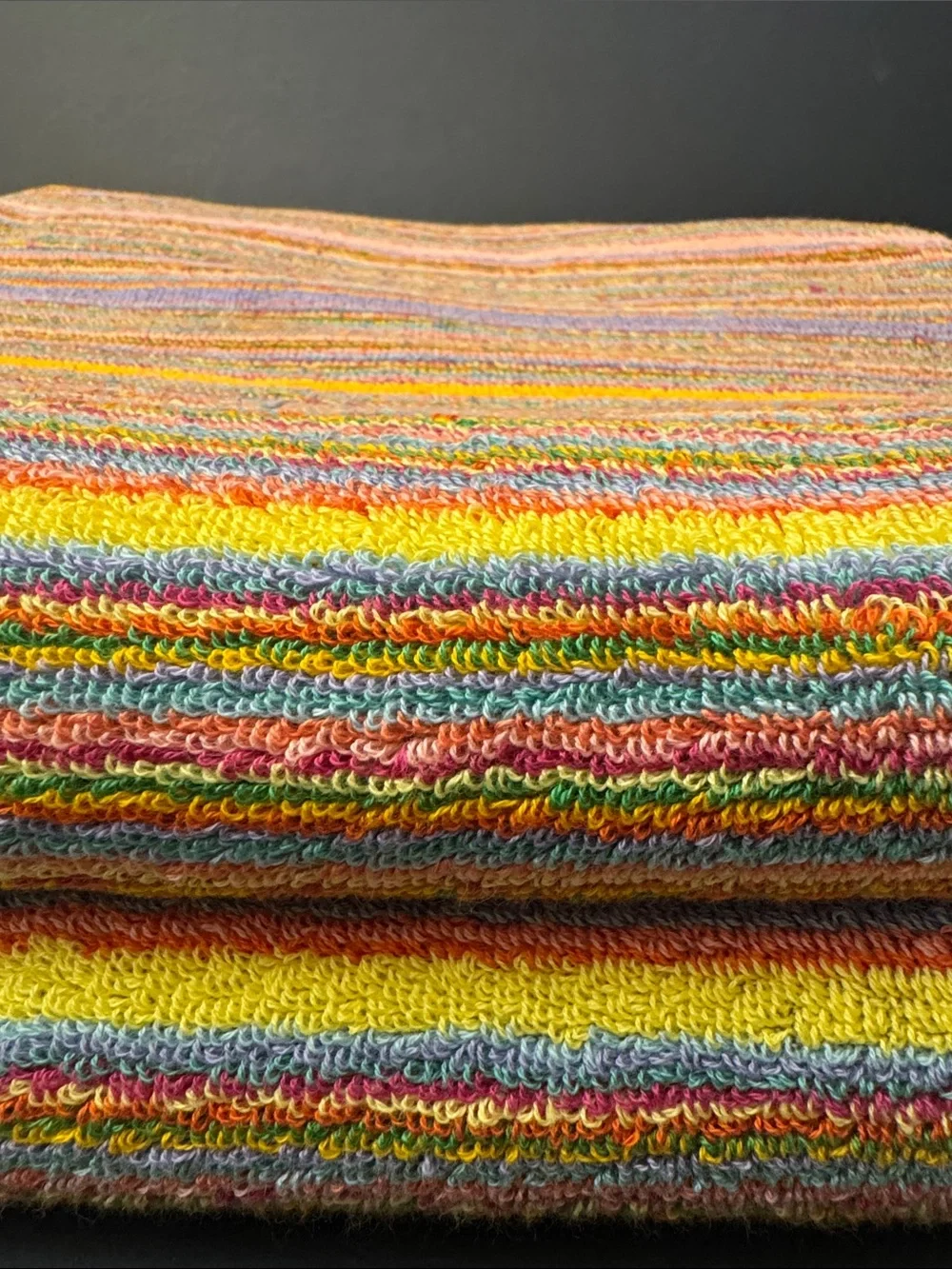 4pc RACHEL ZOE Rainbow Stripe Bath Towel Set - Made in Portugal - Multi